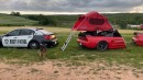 Acura NSX has DIY matching camper trailer out of 1/2 NSX, Honda Motocompo fits right in