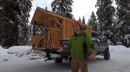 Tim Johnson and his expedition vehicle he calls the Alaska overland truck cabin