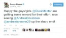 Casey Stoner congratulates Ducati