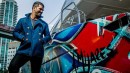 Miami artist Alexander Mijares drives MetroWrapz Lamborghini Aventador with open scissor doors