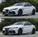 Alfa Romeo Giulia GTA rendered with a restyled front end
