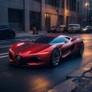 Alfa Romeo supercar rendering based on artificial intelligence