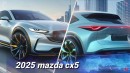 2025 Mazda CX-5 hybrid or EV renderings by Q Cars or Real Automotive
