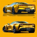 C8 Chevy Corvette front engine RWD rendering by rupertodesign on car.design.trends