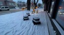 Delivery robots stuck in snow in Estonia