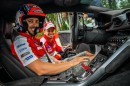 Andrea Dovizioso and Casey Stoner have fun with Lamborghini