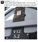 Andy Palmer engine plaque on Aston Martin DB11 V12 engine