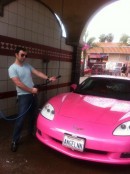 Angelyne is selling one of her iconic pink 'Vettes, the 2008 Coupe that also appeared in a James Franco movie
