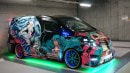 Anime-Wrapped Low-Riding Toyota Van with Swarovski Crystals in Japan