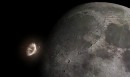 Simulation of asteroid impacting the Moon