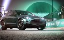 Aston Martin advertises the DBX 707 SUV on the Sphere during the Las Vegas GP