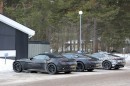 Aston Martin DB11 Volante Spied in Detail Next to Coupe and DB11 S Prototypes
