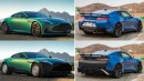 Aston Martin DB12, S-Class, and 2024 Camaro CGI base spec