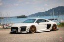 Audi R8 Gets Vossen LC2-C1 Gold Wheels and Racing Body Kit