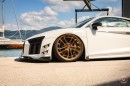 Audi R8 Gets Vossen LC2-C1 Gold Wheels and Racing Body Kit
