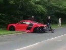 Audi R8 V10 Crashes while Leaving Car Meet