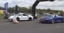 Audi R8 V10 Spyder drag races Porsche 911 GT3 RS