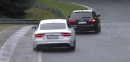 Audi RS7 trying to drift on Nurburgring