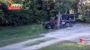 Thief attempting to steal a Toyota Land Cruiser pickup truck