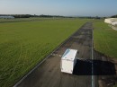 The Einride Pod at the Top Gear track at Dunsfold Aerodrome in Surrey, UK