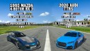 Built Mazda RX-7 versus tuned Audi TT RS on Hoonigan