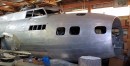 Boeing B-17E Flying Fortress in a barn