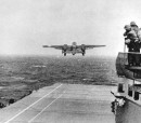 B-25B Mitchell takes off from USS Hornet on April 18, 1942