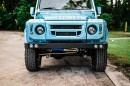 Baby Blue Land Rover Defender 90 Rocks Widebody Kit, Hides LS3