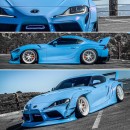 Bagged Liberty Walk Toyota GR Supra widebody rendering to reality by WCC and musartwork