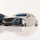 Bagged Mercedes-Maybach S-Class and Bentley Conti GT VIP Style rendering by jdmcarrenders