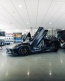 Batsy Satin Black wrap Chevy Corvette with Vertical Doors on Forgiato Tecnica