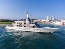 Mizu is a 2004 Oceanfast luxury superyacht with the styling of a battleship