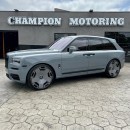 Burnout Gray Rolls-Royce Cullinan Black Badge Lowered on 26s by Champion Motoring