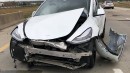 One crashed Tesla subject to the same question on Facebook groups: is it totaled? It usually is