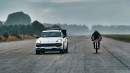 Bicycle record while slipstreaming behind a Porsche Cayenne