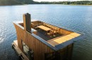 Big Branzino is a floating sauna: a slow-sailing catamaran with the most gorgeous, hand-crafted structure on top