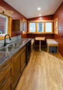 Big Red tiny house with huge kitchen and bathroom