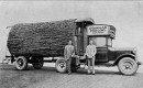 The Douglas fir log motorhome, completed and ready to hit the road in 1926