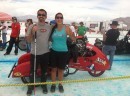 Dan Parker at Bonneville with Jody Perewitz, forst woamn over 200 mph on an Amrican v-twin