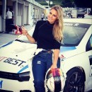 Blonde Audi Race Driver Does Duckface Kiss With Playboy Bunny