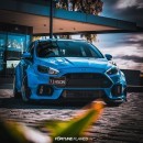 Blue Ford Focus RS With Fortune Flares Body Kit Is a Rally Car Lookalike