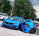 Blue Honda Civic Type R Splits in Two After Crash in Colorado