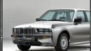 BMW 3 Series E30 to G70 7 Series restomod rendering by Theottle