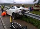 BMW 335i Impaled by Guard Rail