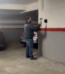 BMW enclosed behind makeshift wall