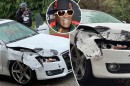 Flavor Flav's car was hit by a falling boulder, but he walked away unharmed