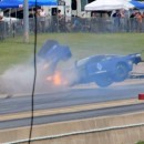 Eric Bain wrecks his brand-new Chevrolet Corvette no-prep drag racing car at Street Outlaws Cordova