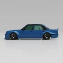 Chevy Monza slammed widebody JDM flat-six rendering by thiagod3sign