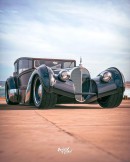 Bugatti “Woody Gatty” 57SC Atlantic California custom rendering by adry53customs