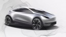 Tesla's rendering for an entry-level EV that is now postponed